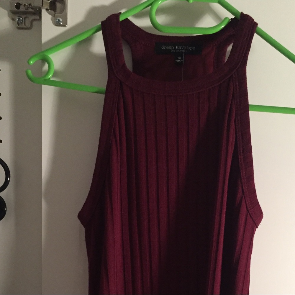 Deep red high neck long dress never worn